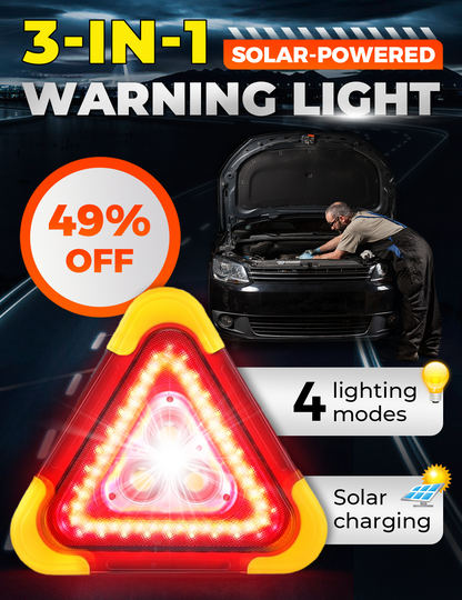 🚨50% RABATT STOR SPESIALOFFERTE🆘3-I-1 Solbetjent Trekantet Nødsignallys til Veianten – 100% Sikkerhet mot Veiulykker & Utslipp for Eldre!💡☀️