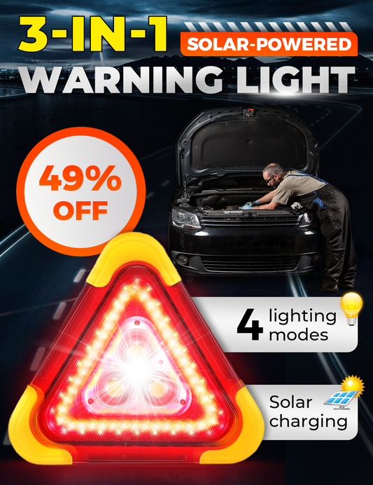 🚨50% RABATT STOR SPESIALOFFERTE🆘3-I-1 Solbetjent Trekantet Nødsignallys til Veianten – 100% Sikkerhet mot Veiulykker & Utslipp for Eldre!💡☀️