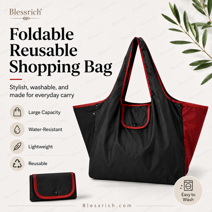 🛍️ Sammenleggbar, gjenbrukbar handlepose – stor kapasitet, lett og vaskbar