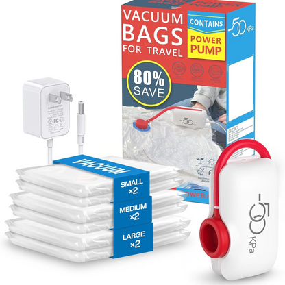 ⏳Begrenset tid 50% rabatt! ✨🔥USB elektrisk vakuumkompresjonspose ✨Et sett med 6 kompresjonsposer - Spar plass og reis lett!