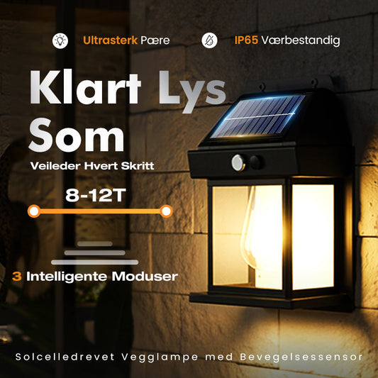 🎁50% RABATT! 💡Solcellesmurlampe - Bevegelsessensor, Værbestandig & Super Lys! 🛒