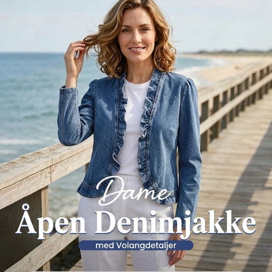 🧥 50 % RABATT NÅ! 🌸 Denimjakke for damer med volanger og åpen front – Lett og feminin – Allsidig og stilig 👗