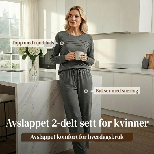 🔥SISTE DAG 60 % RABATT💓Avslappet sett for kvinner: topp og bukser med snor