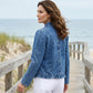 🧥 50 % RABATT NÅ! 🌸 Denimjakke for damer med volanger og åpen front – Lett og feminin – Allsidig og stilig 👗