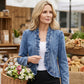 🧥 50 % RABATT NÅ! 🌸 Denimjakke for damer med volanger og åpen front – Lett og feminin – Allsidig og stilig 👗