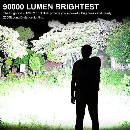 LED oppladbar taktisk laserlommelykt 90000 høye lumen