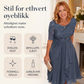 Midikjole med blomsterbroderi – løstsittende og elegant med rund hals🌸