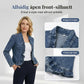 🧥 50 % RABATT NÅ! 🌸 Denimjakke for damer med volanger og åpen front – Lett og feminin – Allsidig og stilig 👗