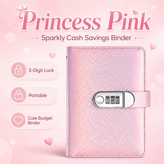 ✨ SparkleLock spareperm med 3-sifret kombinasjonslås – budsjettorganiserer med plass til 100 sider for spareutfordringer, økonomiske mål og gaver 💖