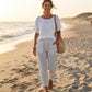 ☀️ 50 % rabatt 🌸Stripete bukser med sidelommer – lette og pustende til sommeren 🌿