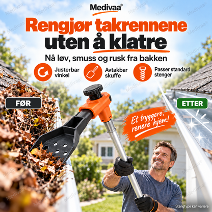 🍂 Rengjøringsverktøy for takrenner på bakkenivå | Justerbart