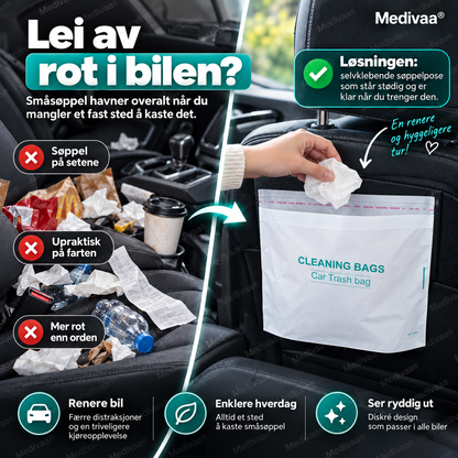 ⏰🔥BEGRENSET TID: bare 99,99 kr!🚗 Selvklebende bil-søppelpose – fest hvor som helst Søppel & oppbevaring. Null søl. Null merker. 🧹✨