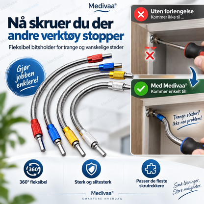 Universell forlengelsesbittholder i metall med sekskantet skaft