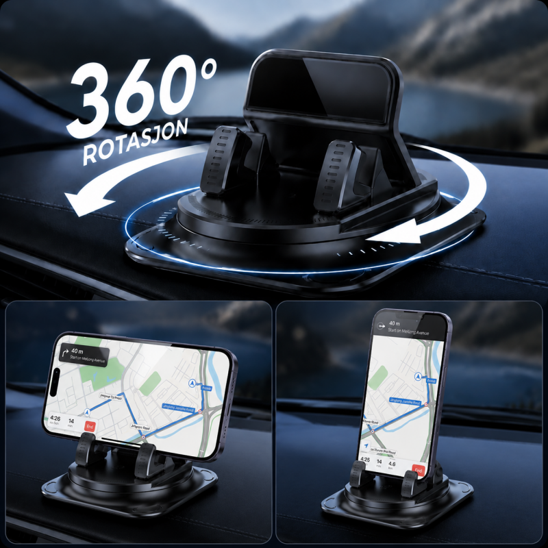 360° roterbar mobilholder til bil