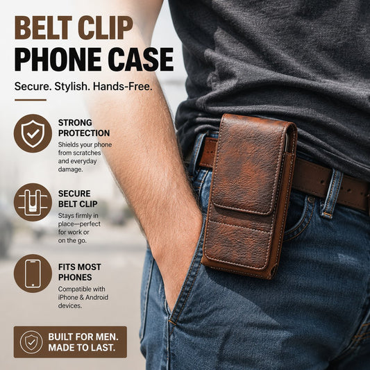 ⏰🔥BEGRENSET TID: 50 % RABATT!📱Telefonholder til beltet med magnetlås – Robust smarttelefonholder med klips, belteløkke og kortlomme