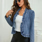 🧥 50 % RABATT NÅ! 🌸 Denimjakke for damer med volanger og åpen front – Lett og feminin – Allsidig og stilig 👗