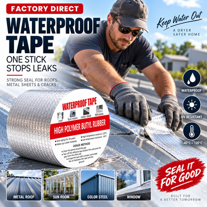 🛡️ 50 % RABATT NÅ! 💧 Vanntett tape av aluminiumsfolie – butylklister, umiddelbar tetning og værbestandig – til reparasjoner av tak, rør og biler 🔧