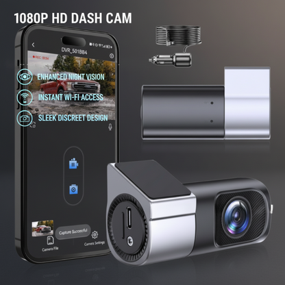 1080P HD-dashbordkamera med Wi-Fi og nattesyn