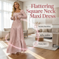🌸 Maxikjole med firkantet utringning – vintage-sjarm møter moderne eleganse. Tidløs og fortryllende. ✨