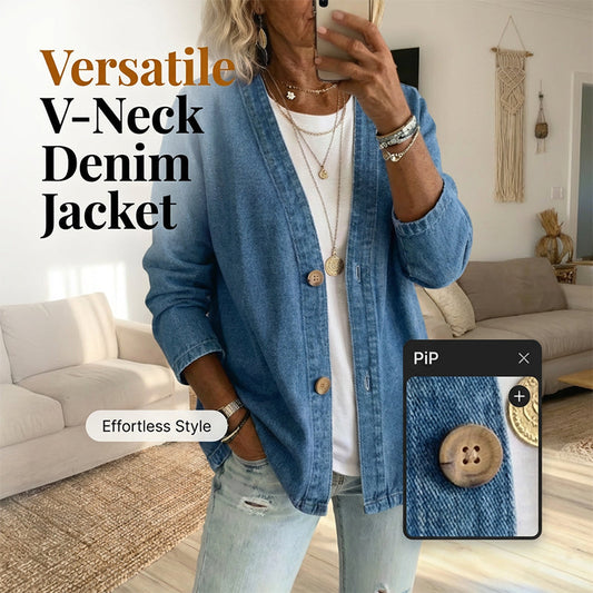✨Salg – 50 % rabatt✨Klassisk jeansjakke med knapper foran for damer