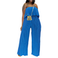 Women's Strapless Top & Wide-Leg Pants Set