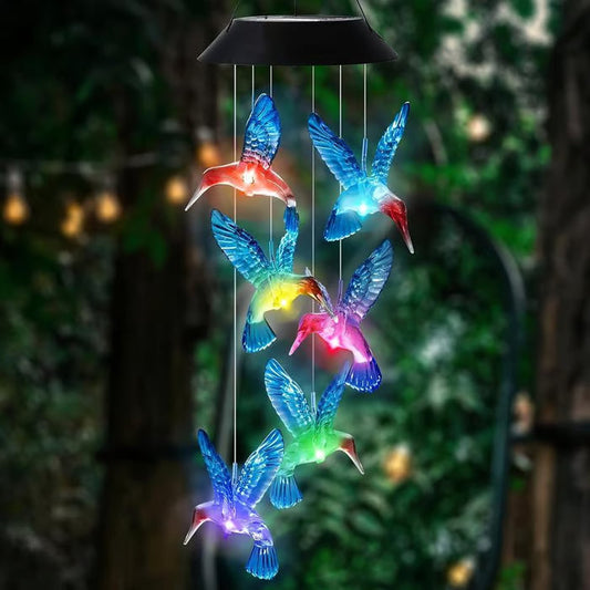 🦋 Pynt opp hagen din – ✨Solcelledrevne vindklokker med kreativ fuglemotiv