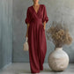 👗✨Uanstrengt eleganse – Jumpsuit for damer med V-hals, høy midje og vid ben💫