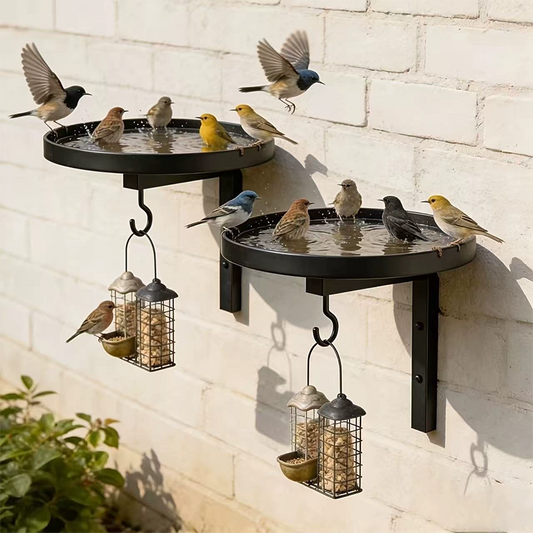 Veggmontert fuglebad i metall – antikkbronsefinish 🐦🛁🧱🏡