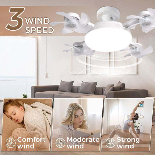 🌀 55 % RABATT! 💡 Takvifte med E27-fatning – Stille 2-i-1-LED-vifte med fjernkontroll – Kjøling og belysning i én og samme enhet 🏠
