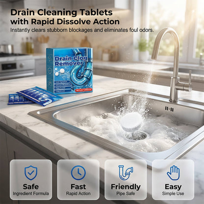 💥 Brusende Røråpner Tabletter – Løser Opp Tette Sluk & Vaskerør Uten Innsats! 🛁 Rask & Effektiv – Perfekt for Kjøkken & Bad. 🧼 Sikker for Rør