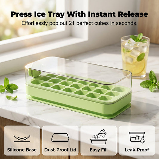 🧊 Food-Grade Press-Type Isbitbrett – 21 Store Isbiter & Lekkasjesikker Forsegling! ✨ Blokkerer Fryserlukt – Perfekt for Cocktails & Iskaffe.