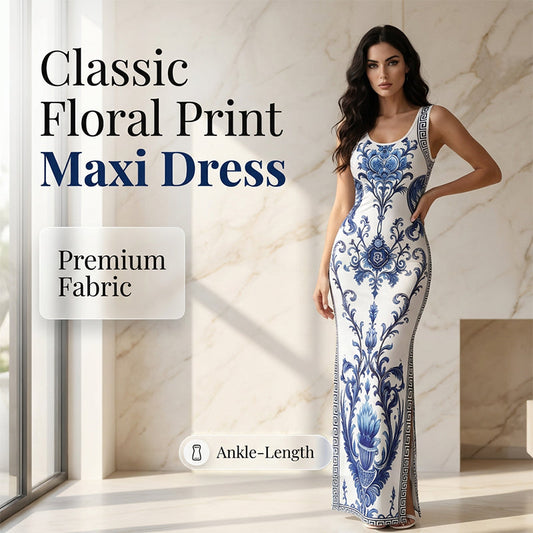 👗 Maxikjole for damer med blomstermønster – klassisk design, mykt fallende stoff og lett å kombinere 🌸