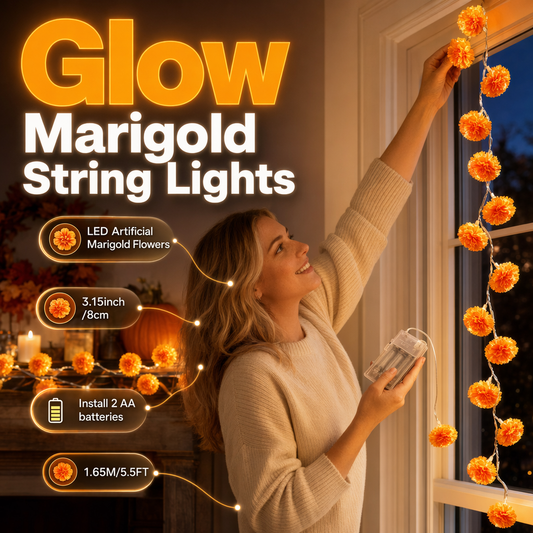 🎃 50% RABATT – Lysende ringblomstkranser – varmt oransje skinn – for veranda, peishylle og hage – skaper uhyggelig og innbydende stemning