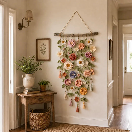 🌸SPESIALPRIS DEN SISTE DAGEN!!🌸Heklet blomsterdekorasjon til veggen