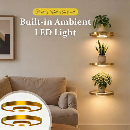 📢📢50 % RABATT!! ⏰ Vegghengende hylle med innebygd LED-belysning – Moderne design, stemningsfull belysning og enkel montering – Perfekt til stue, soverom og gang ✨