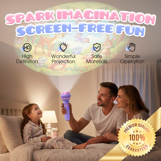 ⏰🔥BEGRENSET TID: bare 99,99 kr!⏰ Læringsprojektor med lommelykt for barn 🔦 Klikk, projiser og lær – et nattlig eventyr i lommeformat ✨