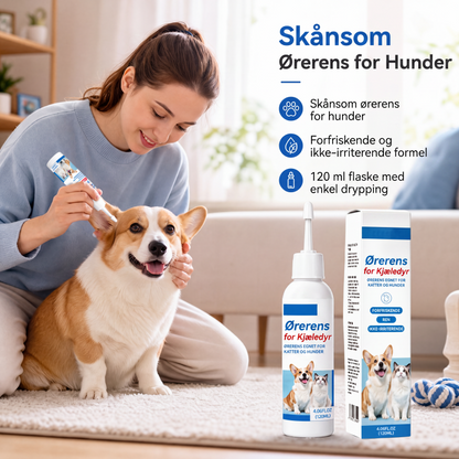 Skånsom ørerens for kjæledyr