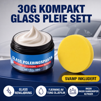 🔥50 % RABATT🔥 Oljefilmfjerner for bilruter – Fjerner gjenskinn og striper etter vindusviskere, avviser regn, fungerer på alle typer glass – Svamp følger med! 🚗