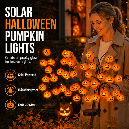 Vanntette solcelledrevne grenlys i form av Halloween-gresskar
