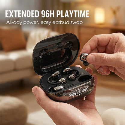 🎧 50 % RABATT NÅ! ⚡ Trådløse Bluetooth 6.0-hodetelefoner med klips og in-ear-design – 96 timers spilletid, retningsbestemt lydteknologi og AI-støyreduksjon – perfekt for trening og avslapning 🏃