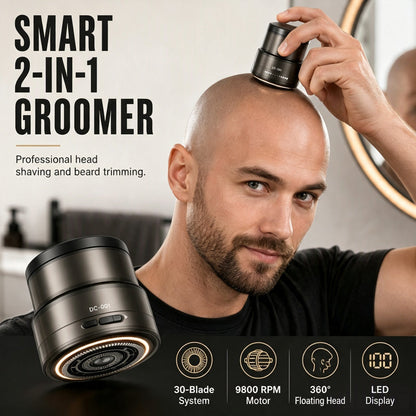 📢📢50 % RABATT !! ⏰2-i-1 smart elektrisk barbermaskin for skallede hoder og skjeggtrimmer med digitalt display