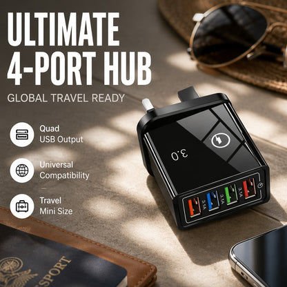 Lad opp 4 enheter på et øyeblikk! Brannsikker USB-hub som ikke blir overopphetet