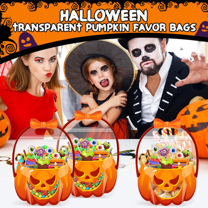 Gjennomsiktige Halloween-gaveposer i form av gresskar