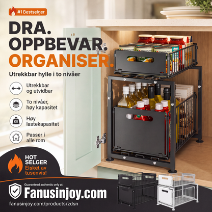 🔄💪 50 % RABATT! 📦 Utrekkbar hylle med 2 nivåer – dobbel lagringsplass, enkel tilgang.