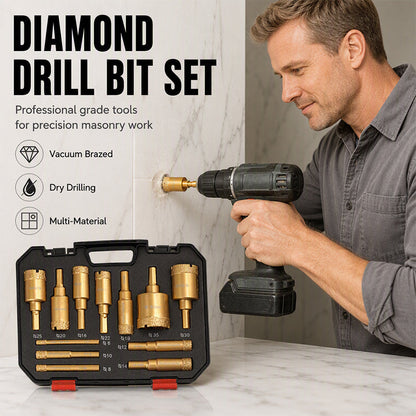 💎 Diamantbor sett – 12 deler til fliser og stein. Tørrboring, varmebestandig, presisjon og stabilitet – perfekt til både kjøkken og gulv! 🔧🛡️