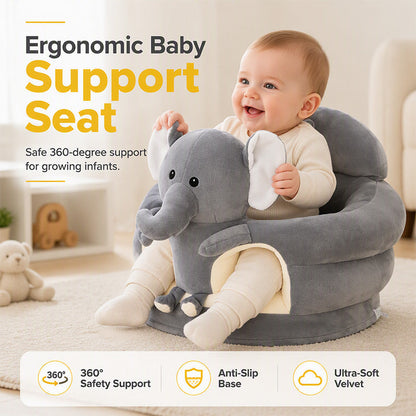 ✨50 % RABATT NÅ! !✨🧸 Plysj-babystøtte – Ergonomisk, stabil og myk – Perfekt til sittetrening og lek 🛋️