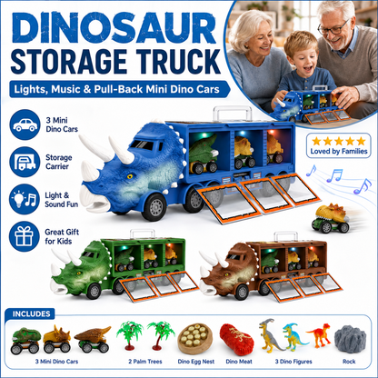 Interaktiv leketøyslastebil med dinosaurtransport