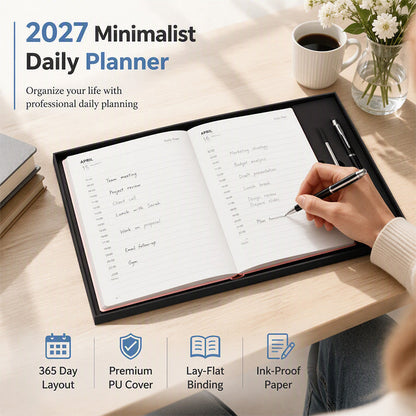 2027 Minimalistisk dagbok og planleggingsnotatbok