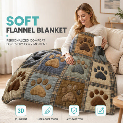 ⏰🔥BEGRENSET TID: 50 % RABATT!🧶 Søt flanellteppe med poteavtrykk – koselig varme, levende trykk og allsidig – perfekt til sofaen, sengen og dyrevennlige hjem 🏠