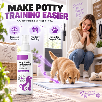 ⏰🔥BEGRENSET TID: bare 99,99 kr! 🐾 Over 10 000 solgte! Potty Training Spray – effektiv luktfjerner, allsidig og sikker – perfekt for valper, katter og et renere hjem ✨